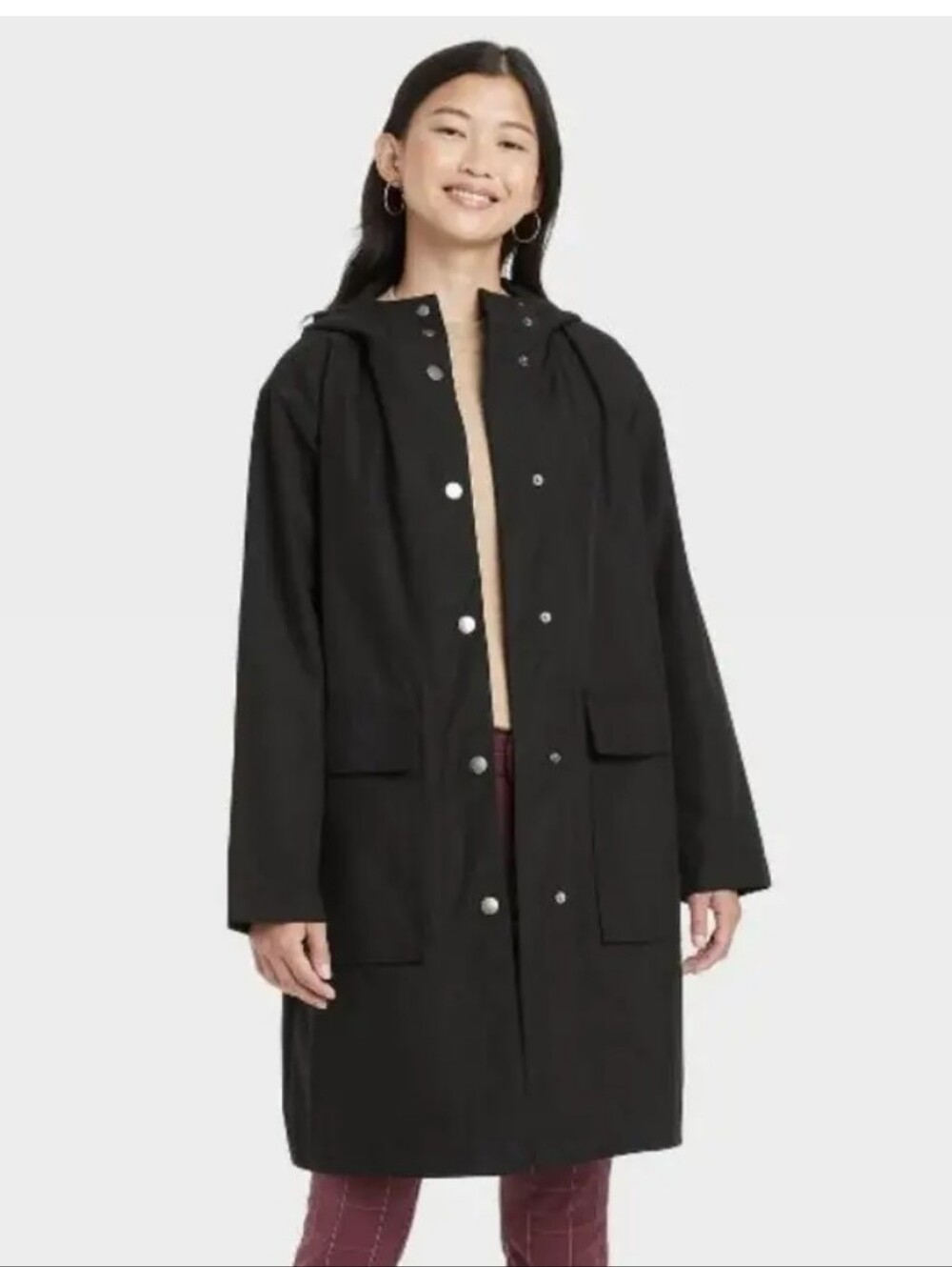Target A New Day Oversized Black Hooded Midi Raincoat SzXS